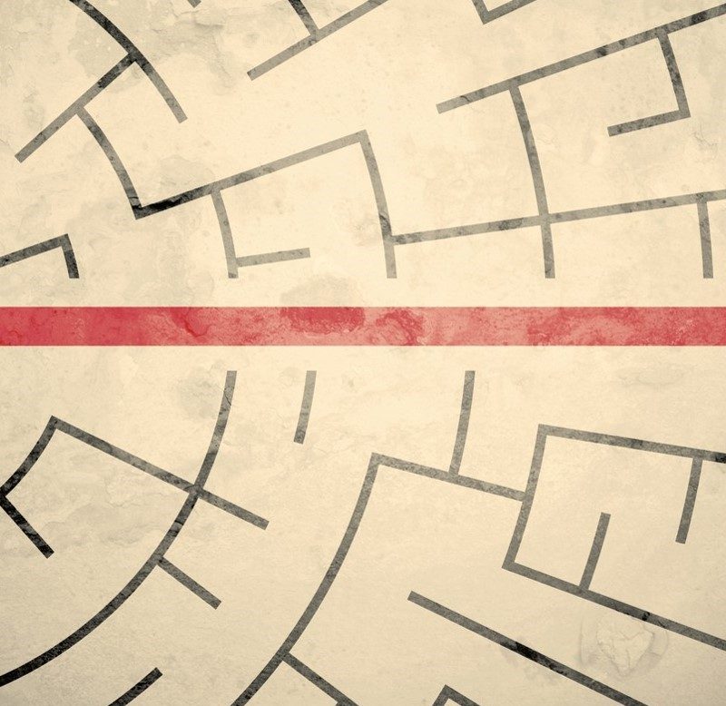 Bild eines Mannes in einem Labyrinth