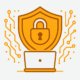 Ein Icon mit einem Schloss und einem Laptop